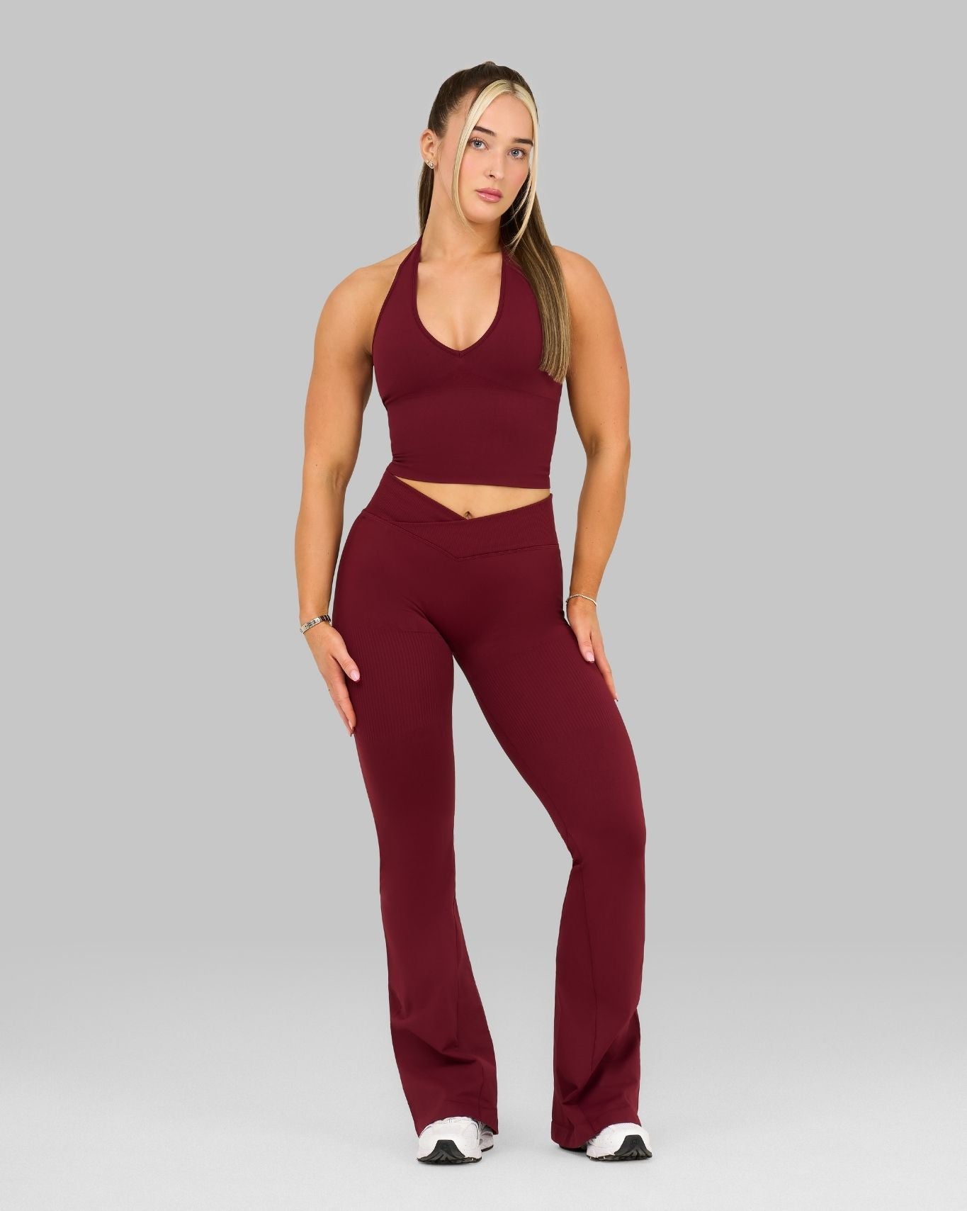 V-Waist Flared Leggings | Fine Wine