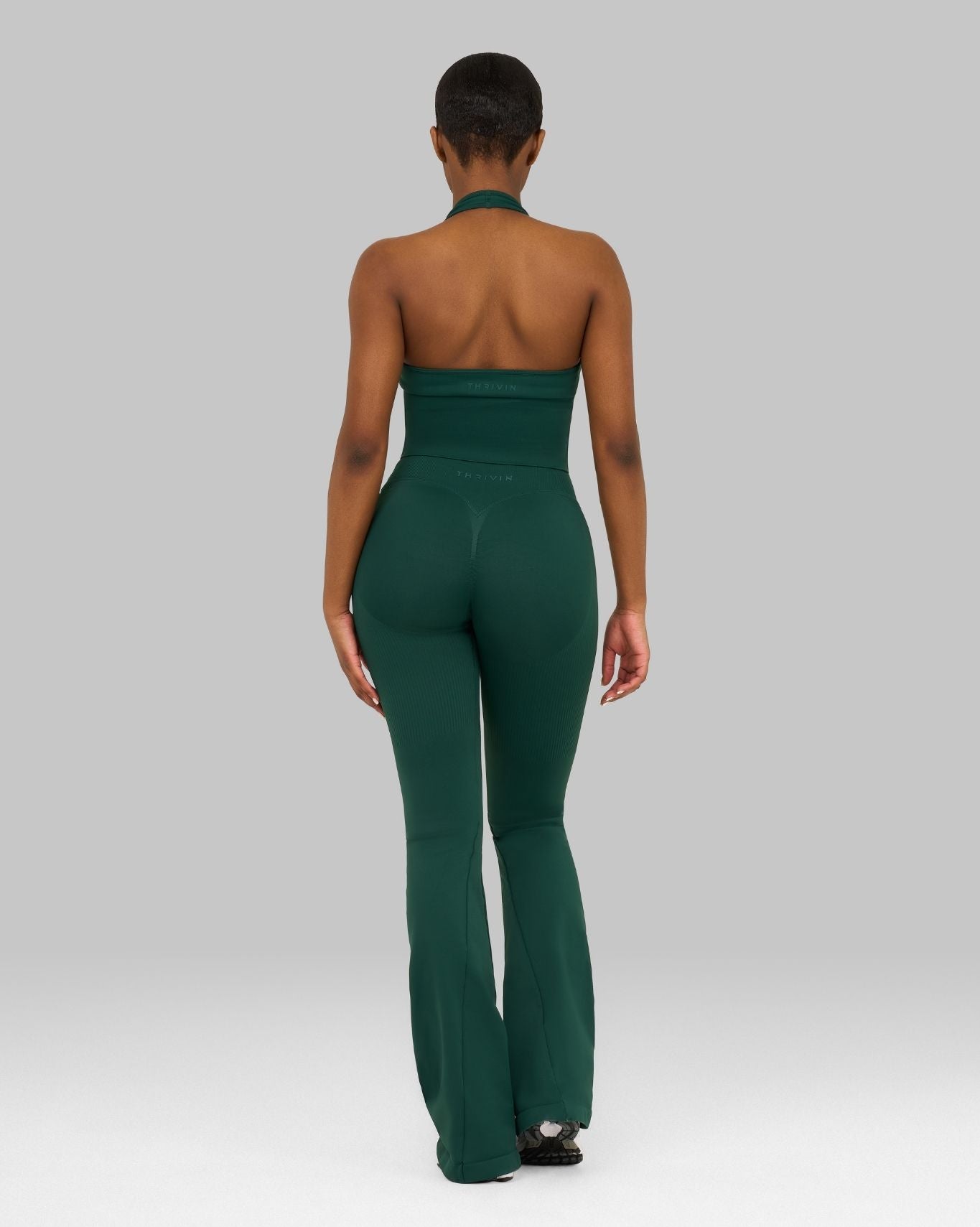 V-Waist Flared Leggings | Pine Green