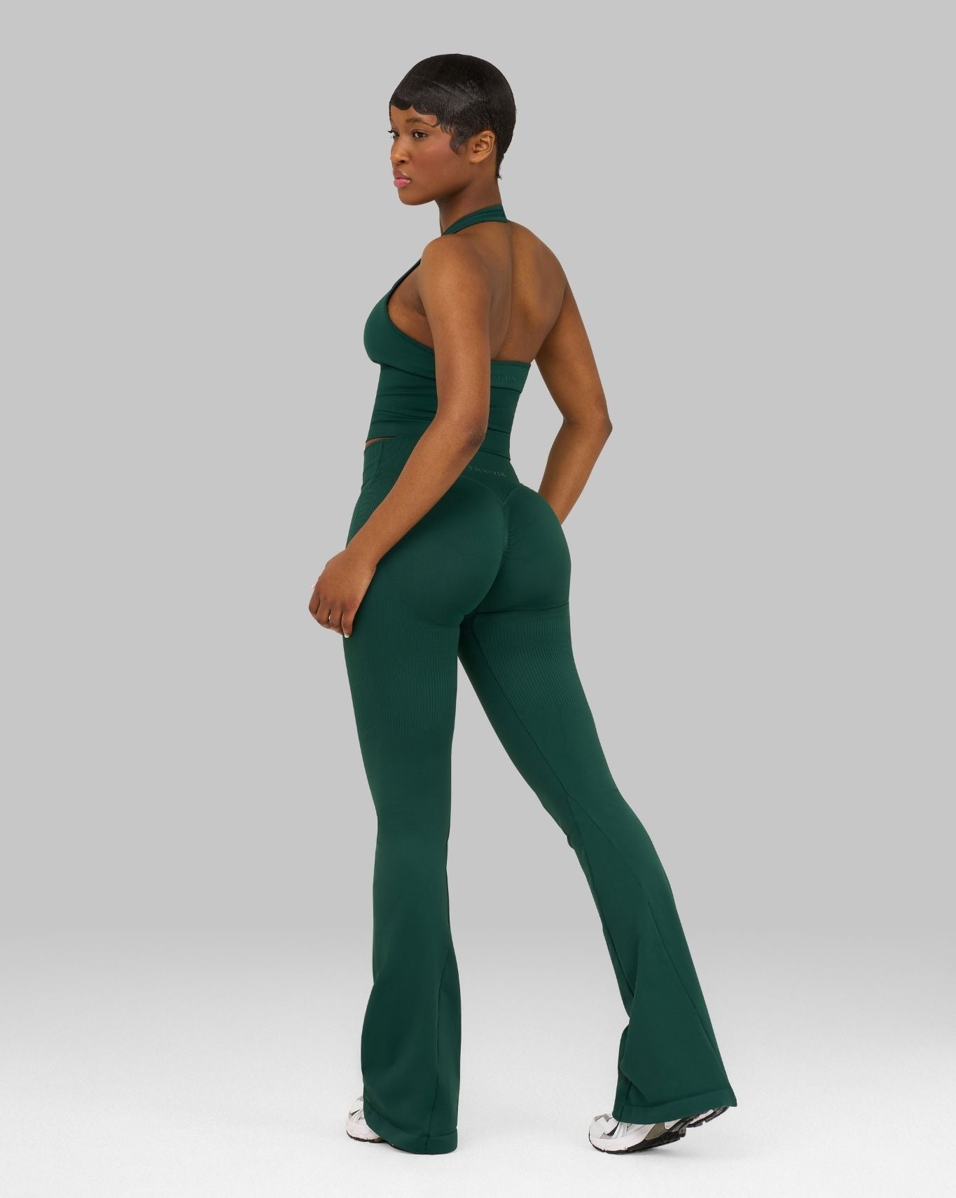 V-Waist Flared Leggings | Pine Green