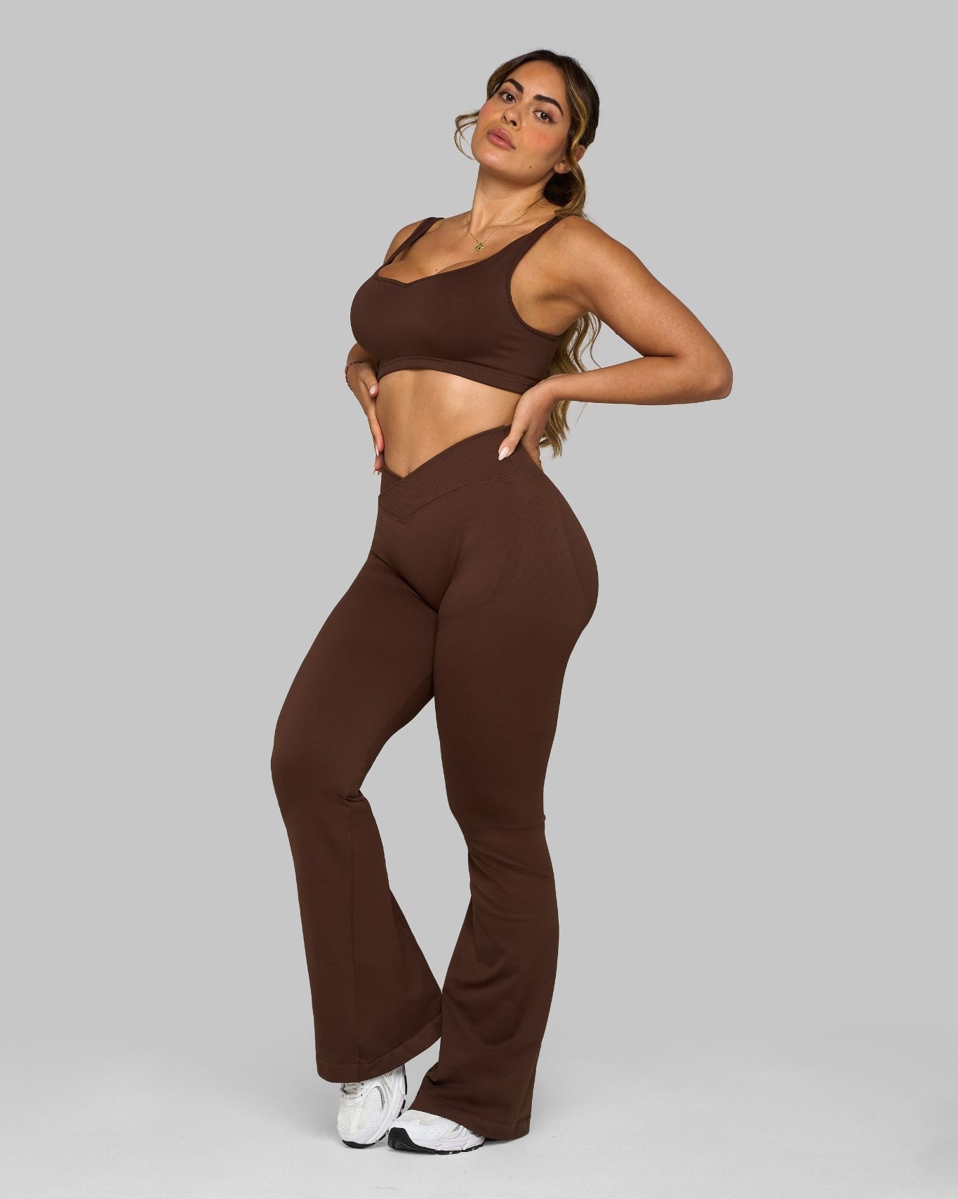 V-Waist Flared Leggings | Bourbon Brown