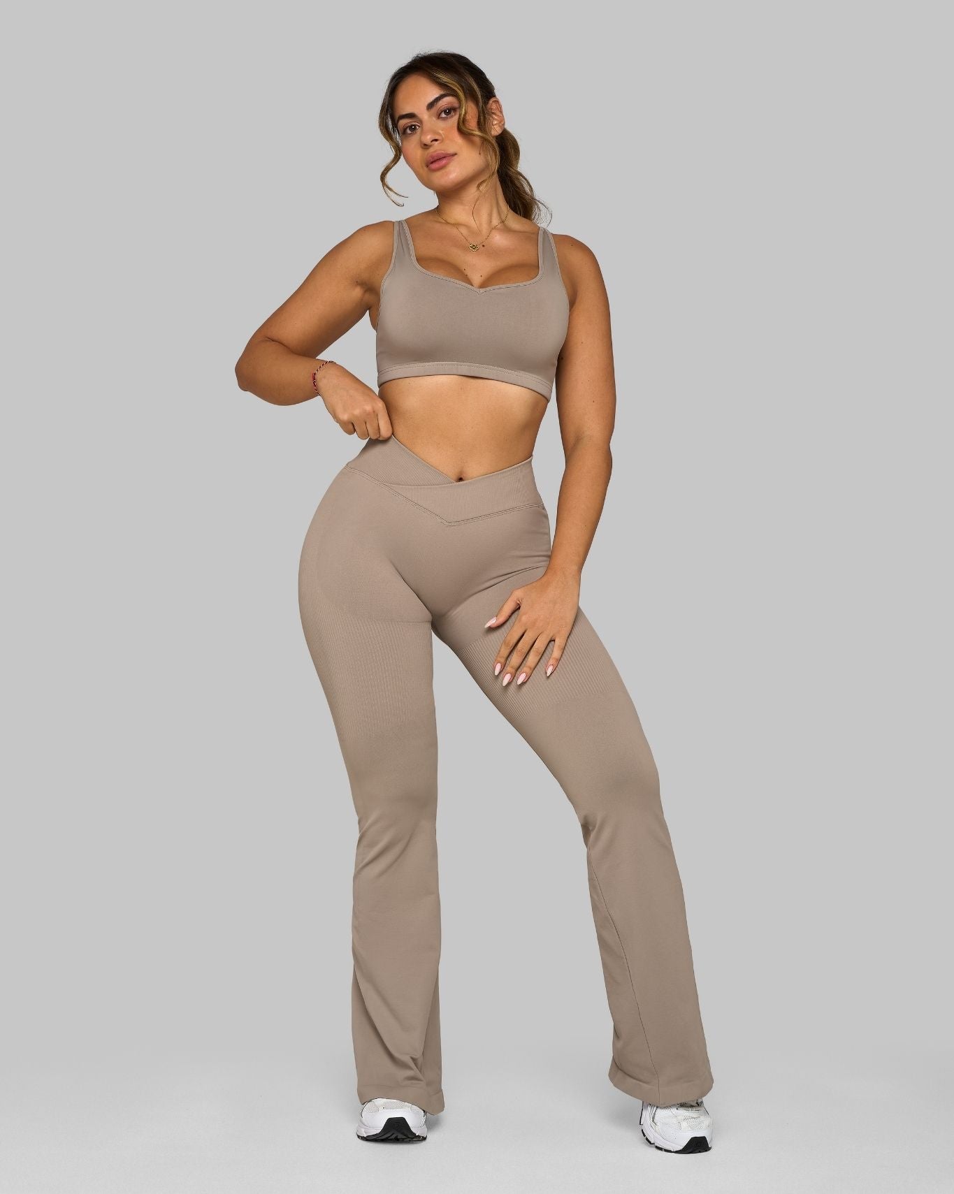 V-Waist Flared Leggings | Latte