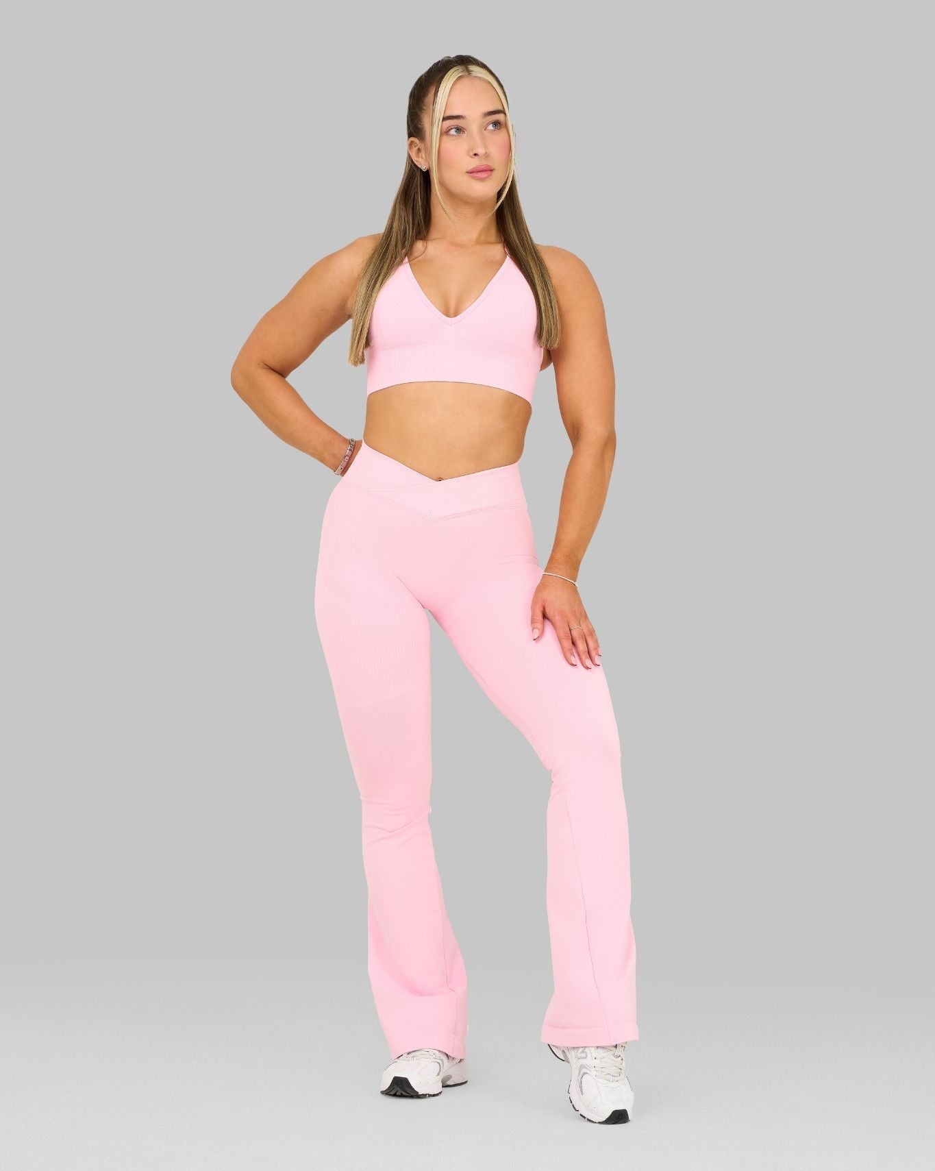 V-Waist Flared Leggings | Candy Pink