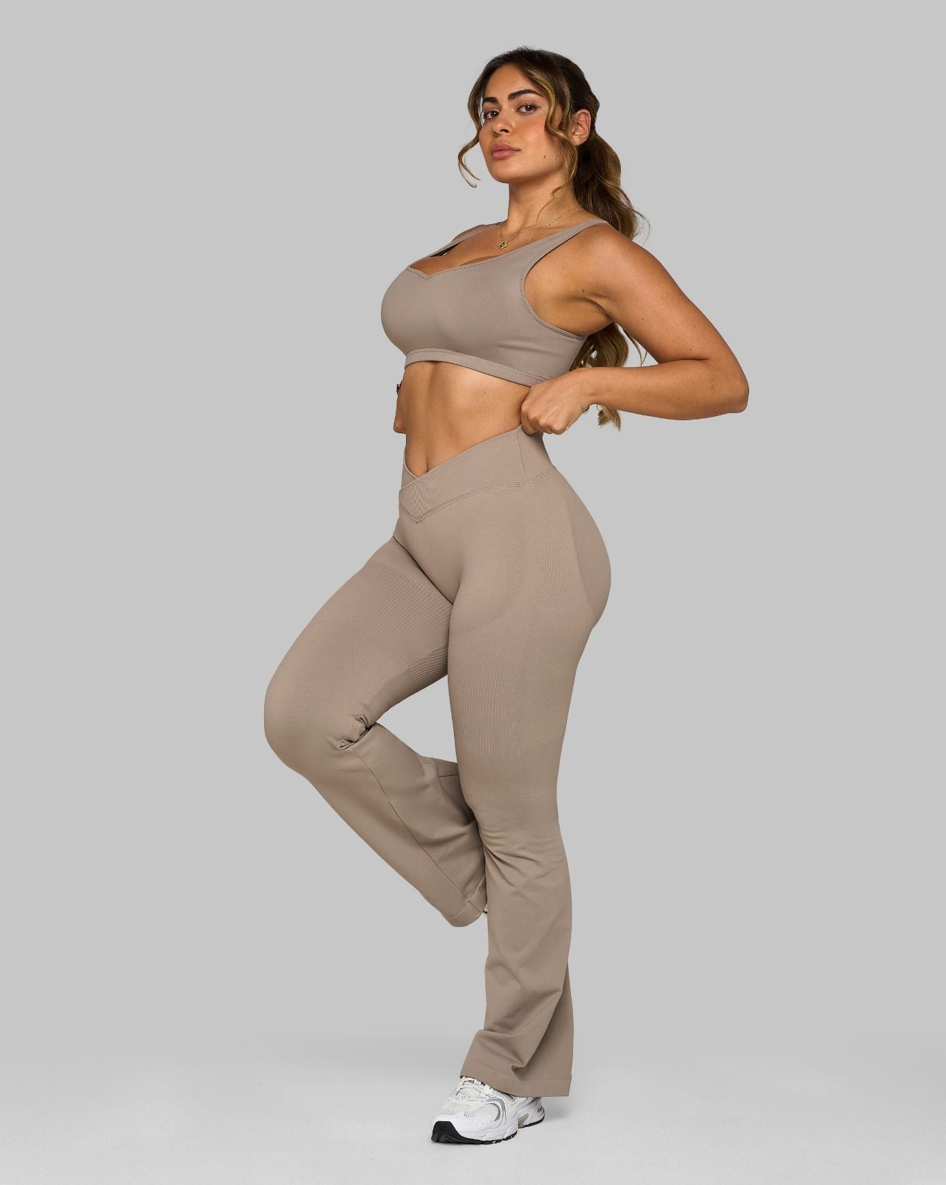 V-Waist Flared Leggings | Latte
