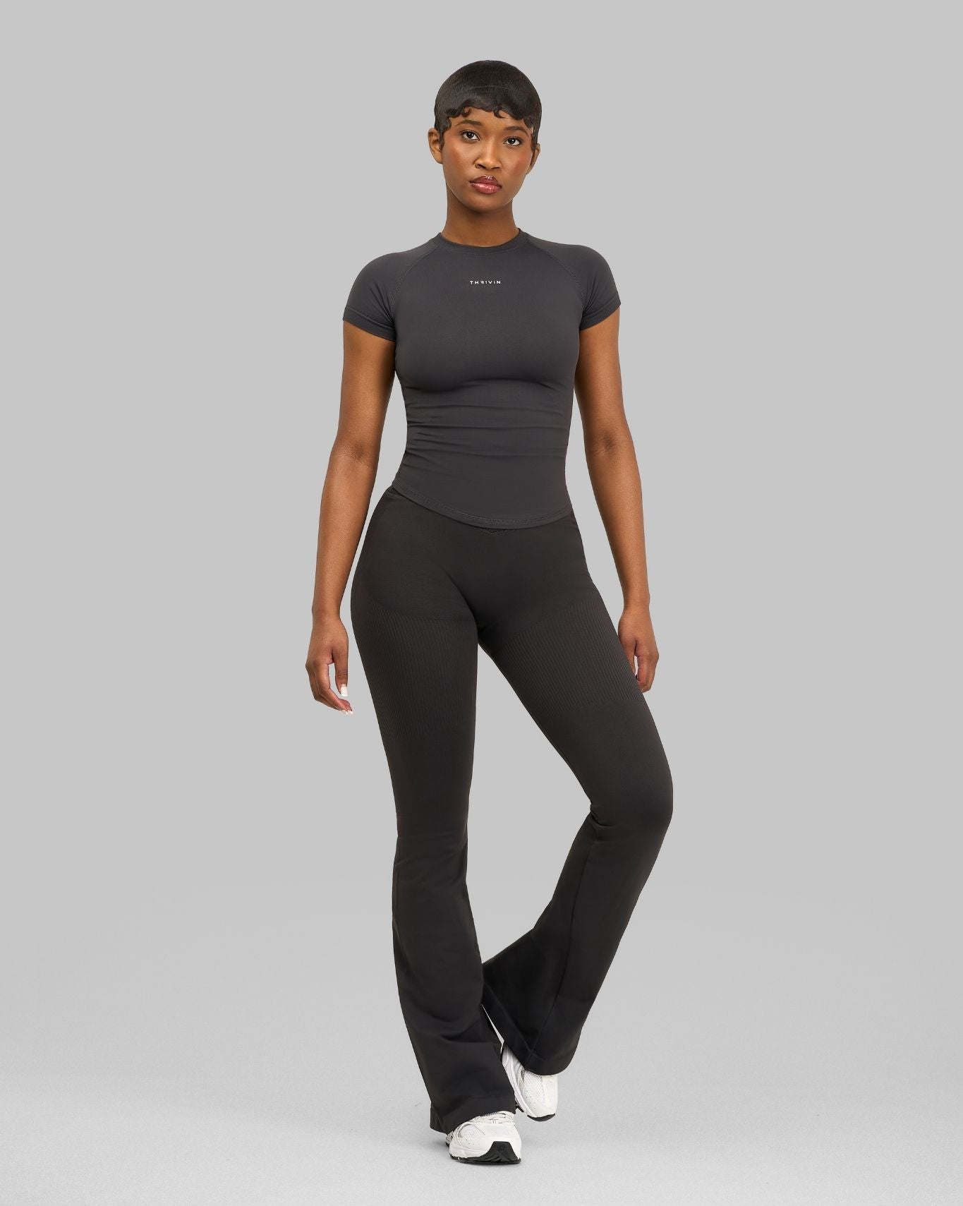V-Waist Flaired Leggings | Charcoal Grey