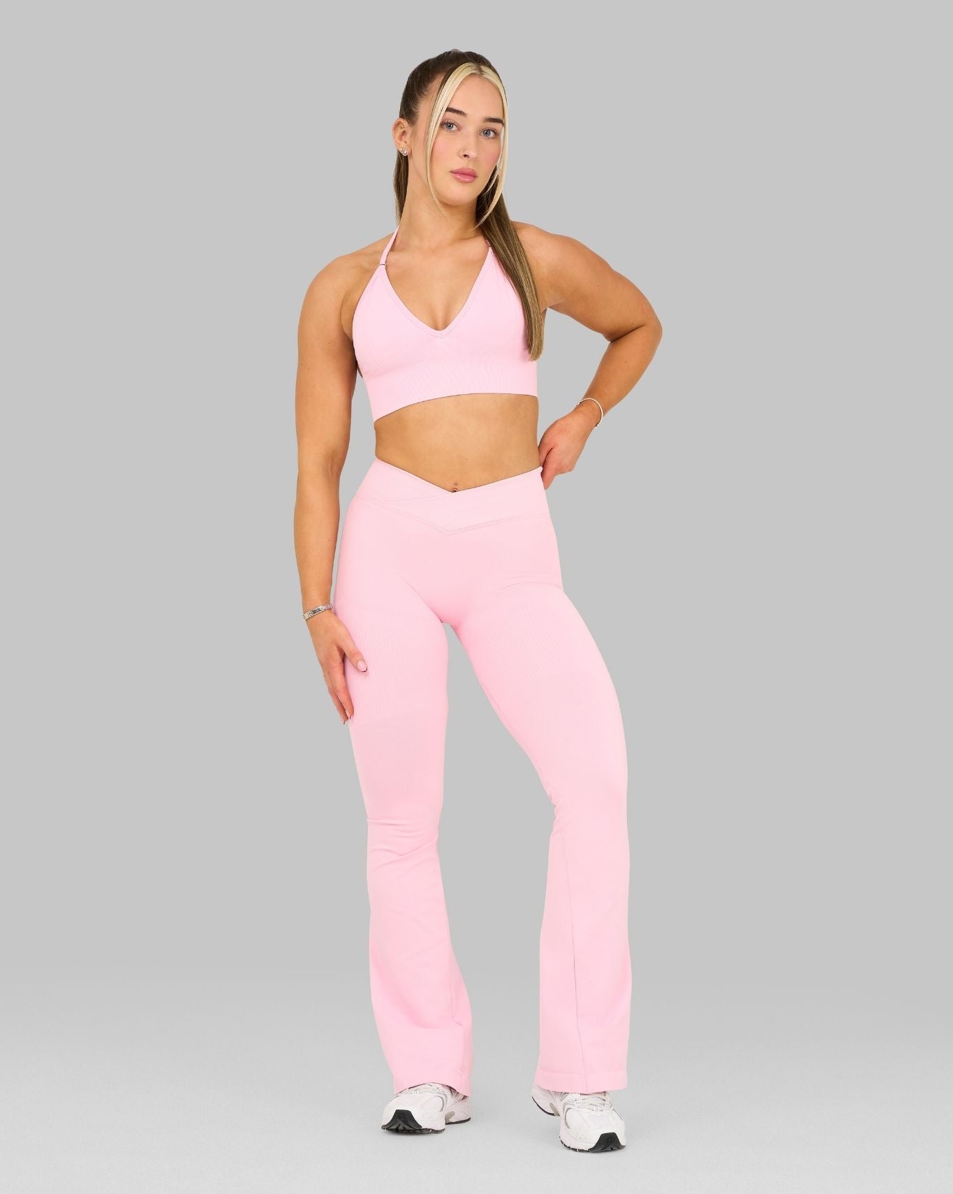 V-Waist Flared Leggings | Candy Pink